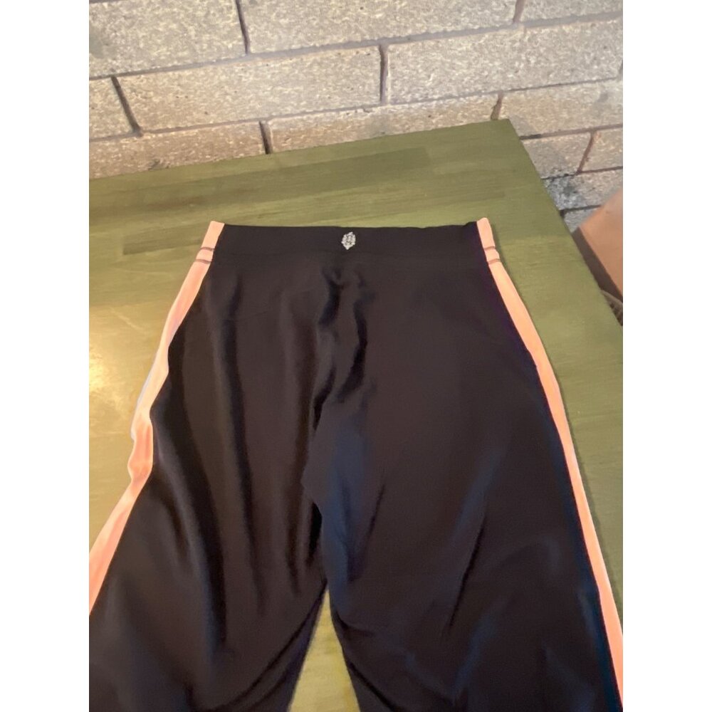 Athleta Black Ankle-Length Leggings With Orange & Gray Side Stripes Drawstring W - Picture 7 of 8